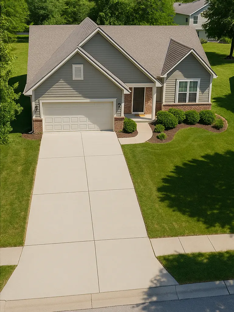 Finished concrete driveway