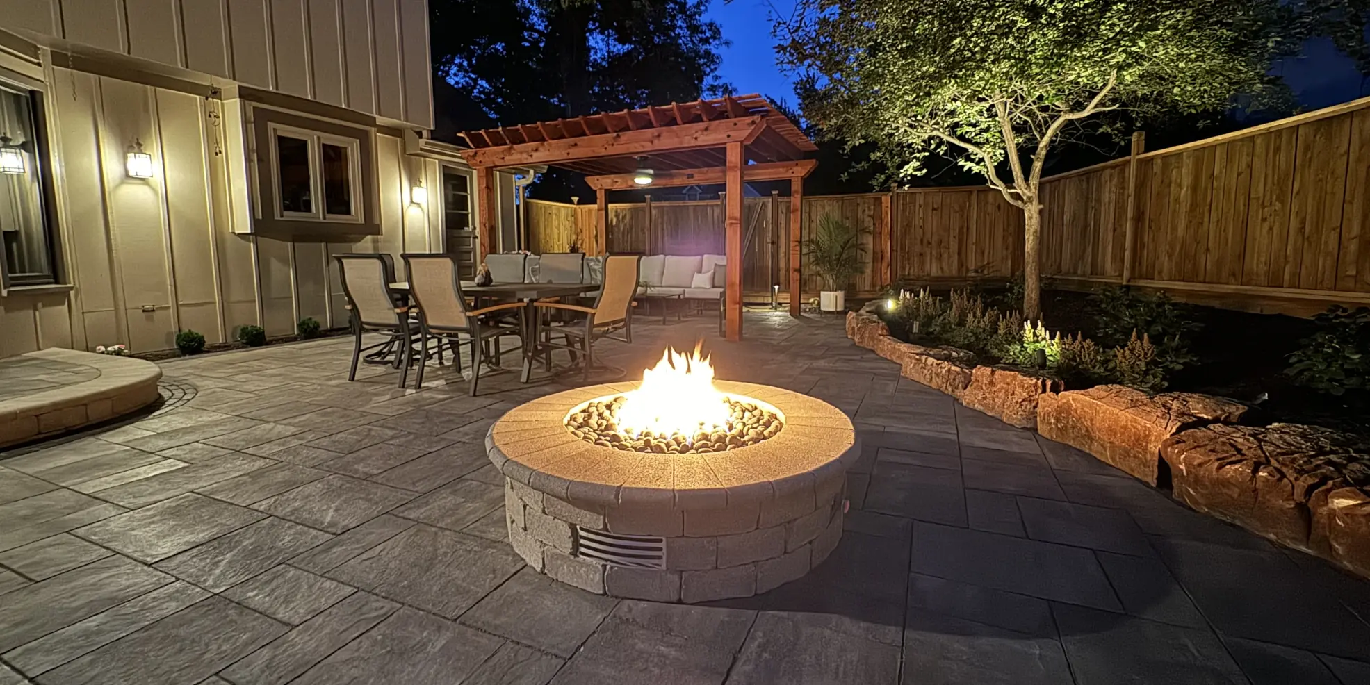 Beautiful outdoor concrete fire pit by Signature Concrete KC