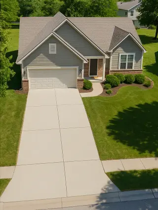 Finished concrete driveway