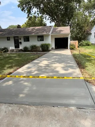 New concrete driveway replacement at an Olathe, Kansas home