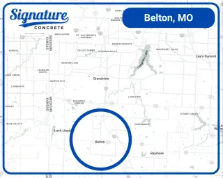 Concrete services area map for Belton and surrounding neighborhoods