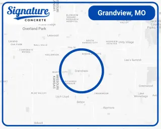 Concrete services area map for Grandview and surrounding neighborhoods