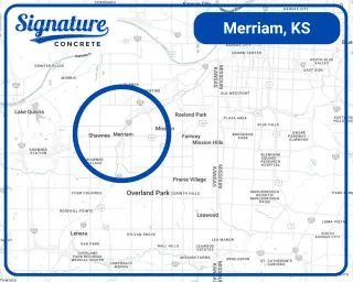 Concrete services area map for Merriam and surrounding neighborhoods