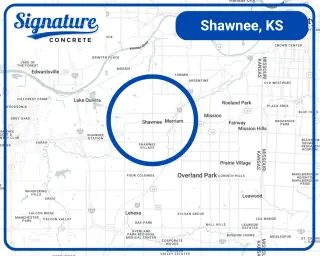 Concrete services area map for Shawnee and surrounding neighborhoods
