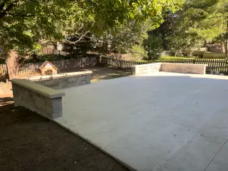 Classic brushed concrete patio in Merriam backyard
