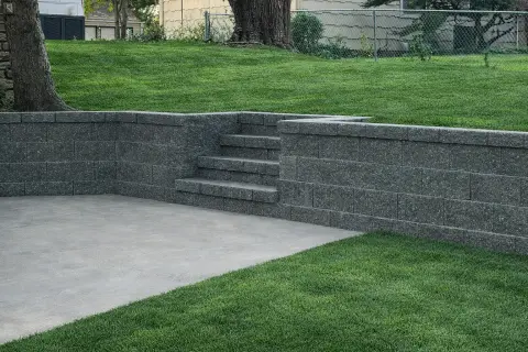 Concrete steps with matching retaining wall