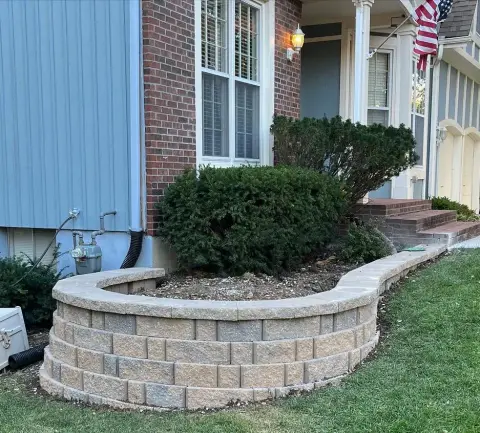 Front yard retaining wall installation