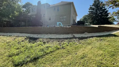 Backyard retaining wall for hillside support