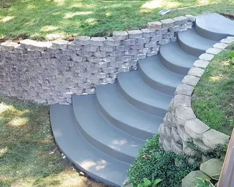 Outdoor concrete steps with landscaping