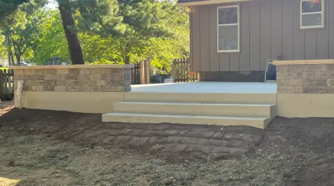 Concrete patio steps for outdoor access