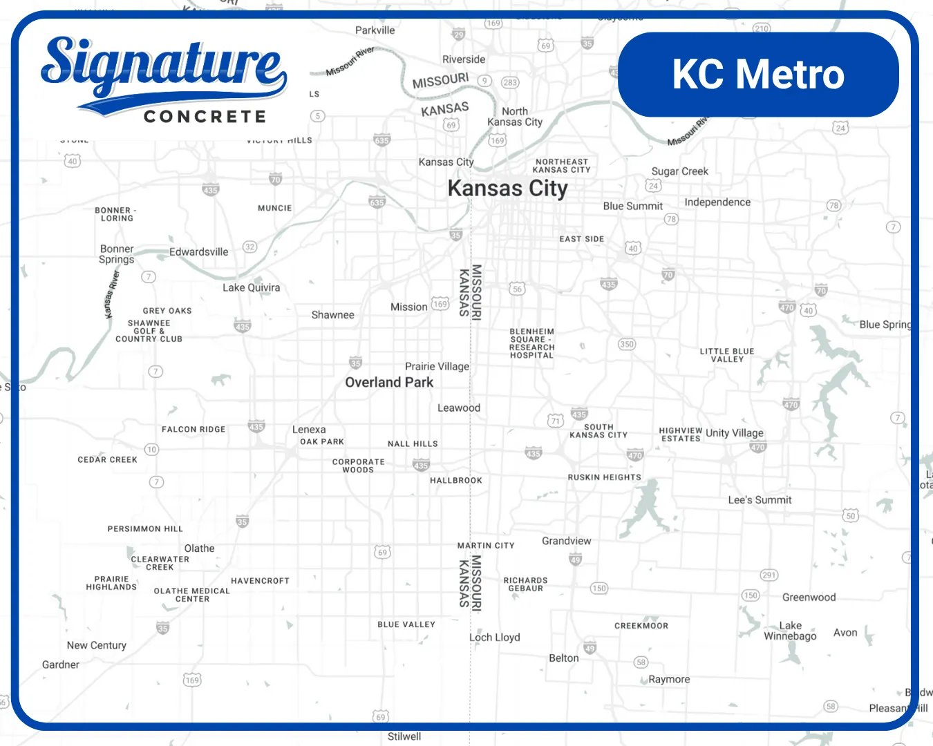 Kansas City Metro Service Area Map