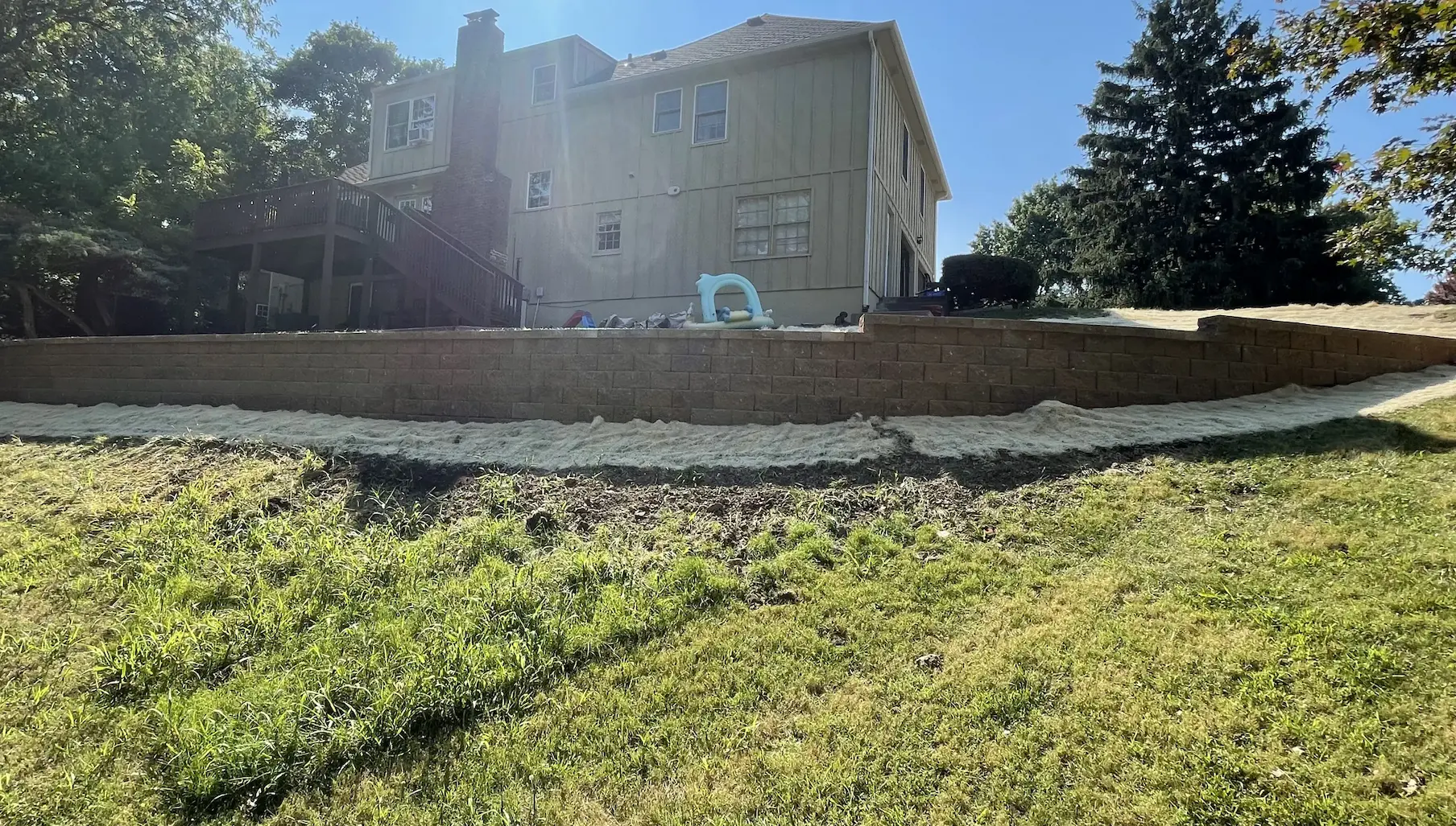 Backyard retaining wall